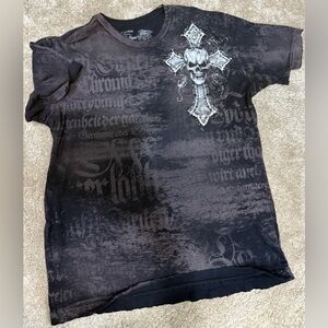 Affliction Charcoal Skull Cross Tee